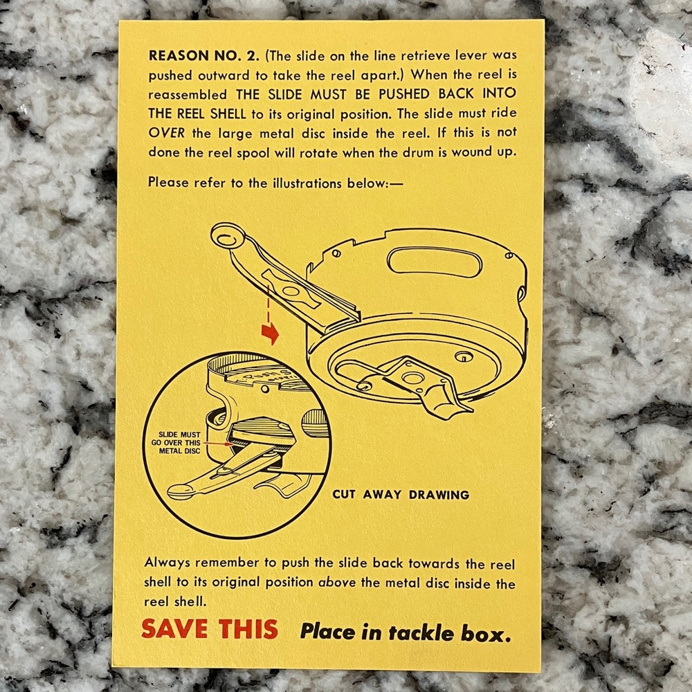 Perrine Automatic Fly Reel with Parts List - Picture 6 of 9